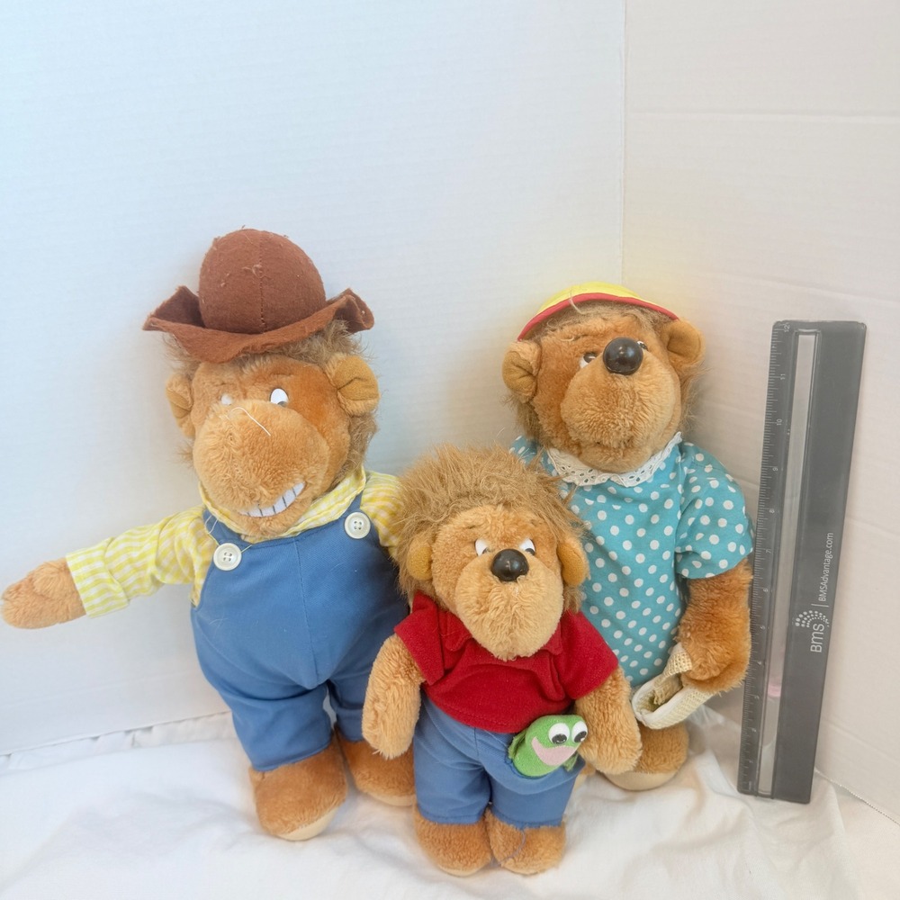 Emotions Berenstain Bears Plush Set Unisex OS Multicolor Good Vintage 1984 3pc